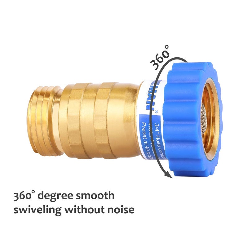 MEASUREMAN Lead-Free Brass, Water Pressure Regulator, Pressure Reducer for Camper, Trailer, RV, Garden, Plumbing System, 40-50 psi, 3/4"Hose - Image 4